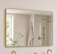 Niveal 48 in. W x 36 in. H Rectangular Framed Wall Bathroom Vanity Mirror in Brass New In Box $399