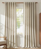 Latitude Run&reg; Faux Linen Blend Curtains Rod Pocket & Back Tab Semi Sheer Window Treatments Privacy with Light Filtering for Living Room, 2 Panels, 52" x 84" $89