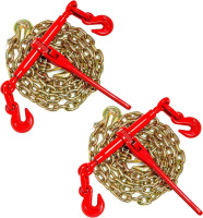 Htata Prep Chain Binder Kit 5/16in -3/8in Grade 70 and 5/16"&times;10ft Chains Includes Ratchet Load Binders lbs Working Strength (2) Binders and (2) G70 5/16in Chains for Industrial Agricultural Towing Applications New In Box $299