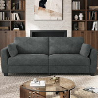 Wrought Studio 79'' W Modern Loveseat Sofa, Comfy Velvet Couch with Spring Cushion, Removable Cover, Sturdy Frame, Deep Seat, Easy Assembly, Gray, New in Box $599