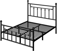 Allewie 14'' Queen Size Black Metal Platform Bed Frame with Vintage 50'' Tall Victorian Headboard/Footboard/Mattress Foundation/Under Bed Storage/No Box Spring Needed/Easy Assembly/Noise Free, New in Box $399