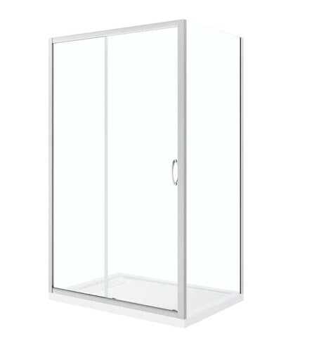 Ove Decors Breeze Sliding 75-9/16" High x 48" Wide x 32" Deep Sliding Framed Shower Enclosure with Clear Glass and shower base (3 Boxes) New in Box $999