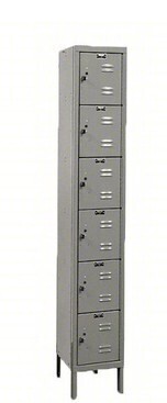 HALLOWELL Box Locker: 12 in x 18 in x 78 in, 6 Tiers, 1 Units Wide, Louvered, Padlock Hasp, Gray $599