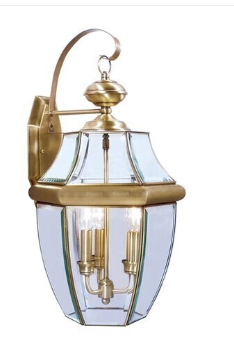 Livex Monterey 3 Light 23 inch Antique Brass Outdoor Wall Lantern New in Box $499