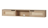 Walker Edison Hamkke 58" Faux Rattan TV Stand (HAMMF2FCO) in Coastal Oak New in Box $299