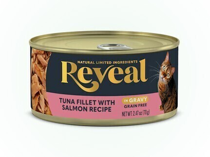 Reveal Natural Limited Ingredient Grain Free Tuna with Salmon in Gravy Wet Cat Food - 2.47oz New