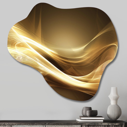 Mercer41 Gold Elegant Modern Sofa III - Waves Cloud Metal Wall Art for Living Room, Gold Asymmetrical Metal Art Print New In Box $199