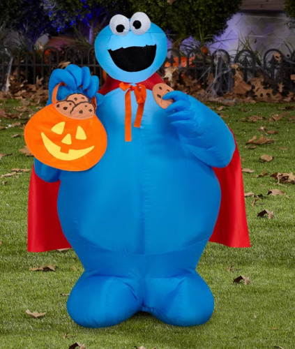 Gemmy Airblown Inflatable Cookie Monster w/Cape Sesame Street, 3 ft Tall, On Working $199