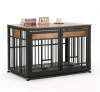 EOXNYZR 48" x 28" x 30" Dog Crate Furniture with Removable Tray, Heavy Duty Dog Kennel Indoor for Medium Dogs, Double-Doors Sturdy Metal Dog Cage for Anxiety Dog, Wooden Cage Kennel Furniture Indoor New Open Box $299