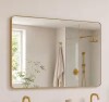 Niveal 48 in. W x 36 in. H Rectangular Framed Wall Bathroom Vanity Mirror in Brass New In Box $399