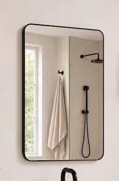 Niveal 24 in. W x 36 in. H Rectangular Framed Wall Bathroom Vanity Mirror in Matte Black New In Box $299