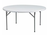Flash Furniture Round Wh 60Rnd Plastic Fold Table, 60" W, 60" L, 29" H, Plastic Top, White New In Box $299