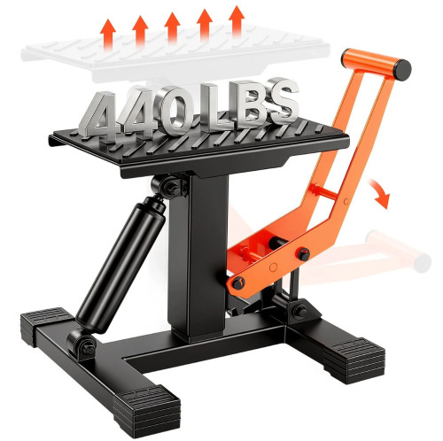 VEVOR Dirt Bike Lift Stand, Motorcycle Jack Lift Stand 440 lbs Capacity and Hydraulic Lift Operation, Adjustable Height Hoist Table, for Dirt Pit Bike Repair, Maintenance, Dirt Bike Accessories New In Box $199