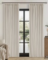 Latitude Run&reg; 100% Blackout Thermal Memory Trained Pinch Pleated Farmhouse Linen Curtains (Pair) 40" x 96" New $99