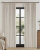 Latitude Run&reg; 100% Blackout Thermal Memory Trained Pinch Pleated Farmhouse Linen Curtains (Pair) 40" x 96" New $99
