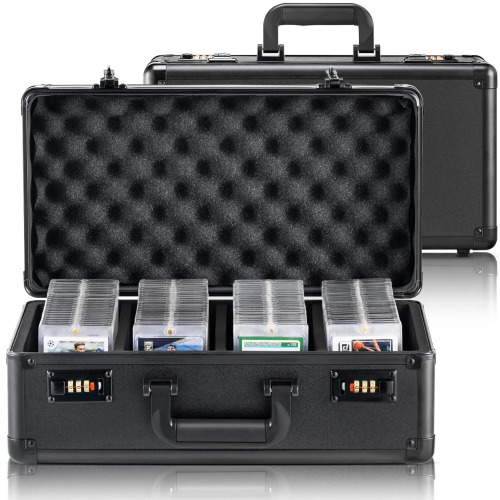VEVOR Graded Card Storage Box, 4 Slots, Graded Sports Cards Holder Carrying Case with Coded Lock Foam Dividers, for 120 PSA Graded Cards 84 BGS Cards 96 SGC Cards 428 Top Loaders or 999+ Loose Cards New In Box $89