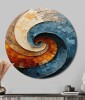 Design Art Blue and Orange Collaged Spiral - Abstract Round Print on Metal Art, Round Wall art Print (No Texture), 36" H x 36" W x 1" D New In Box $299