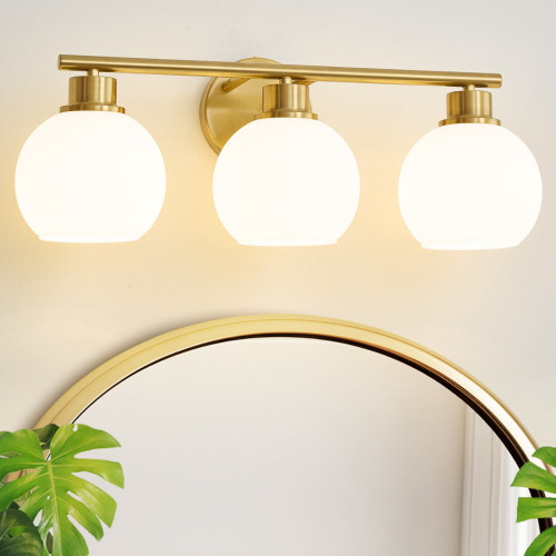 Mercer41 Kyller Modern light Bathroom Vanity Lighting With Opal Globe Shades Dimmable Bathroom Light Fixture New In Box $299