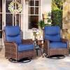 Winston Porter Patio Furniture Set with Luxury 6" Cushions, 3 Pieces Swivel Rocking Patio High Back Chairs, Outdoor Wicker Bistro Conversation Set New in Box $799