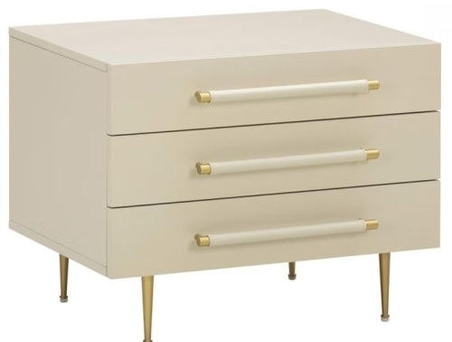 TOV Trident 28" 3-Drawer Nightstand in Taupe New in Box $799