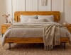 Millwood Pines King 800 lbs Heavy Duty Solid Wood Platform Bed with Headboard, Premium Scandinavian Bed Frame, Non-Slip Noise-Free, Quick Assembly, Caramel New in Box $699