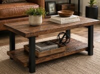 Trent Austin Design Rundell Pomona Rustic Industrial Modern Vintage Metal and Solid Wood Coffee Table with Storage, Easy Assembly, Small Rectangle Coffee Table, 42 in x 24 in x 18 in New in Box $499