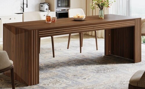 Ebern Designs 78.7'' Dining Table For 6-8 People, Rectangular Kitchen Table Wood Dinner Table New Open Box $499