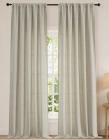 Gracie Oaks 52" x 120" Light Filtering Textured Curtains (Pair) for Living Room Sliding Glass Door, Lightweight Rod Pocket Drapes, Linen Color $89
