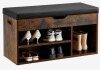 VEVOR Entryway Shoe Bench, 31.7 x 12.0 x 17.5 Inch Shoe Storage Organizer with Lift Top Storage Space, 300lbs Bench with Cushion Seat and 3 Cabinets for Hallway, Living Room, Bedroom, Brown + Black New In Box $199