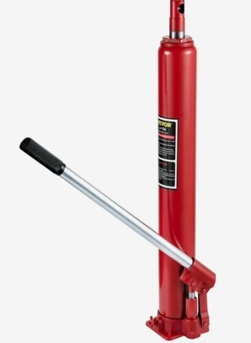 VEVOR Hydraulic Long Ram Jack, 4 Tons/8818 lbs Capacity, with Single Piston Pump and Flat Base, Manual Cherry Picker with Handle, for Garage/Shop Cranes, Engine Lift Hoist, Red New In Box $99