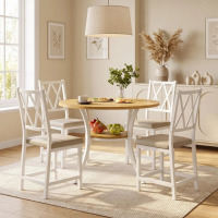 Gracie Oaks 5-Piece 35.4" Round Extendable Dining Table Set, New in Box $299