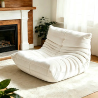 Ebern Designs Armless Bean Bag Lounger Foam Chair, No Assembly Required, White $299