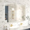Apmir 48" W x 32" H Rectangular Aluminum Alloy Framed and Tempered Glass Wall Bathroom Vanity Mirror in Matte White, New in Box $399