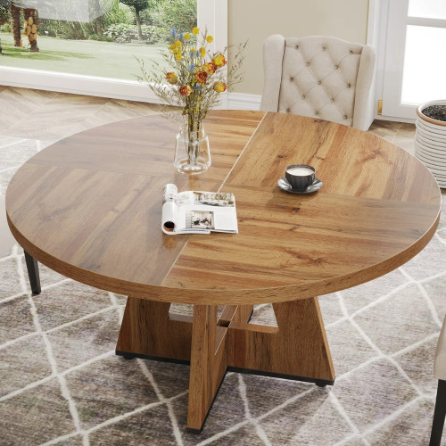 Wrought Studio Liena 47'' Round Dining Table, Brown, New in Box $399