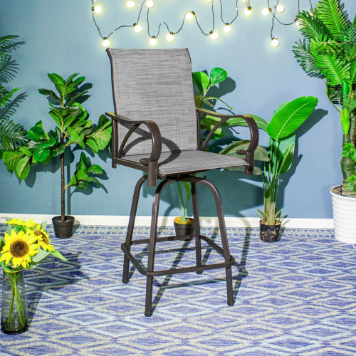 Lark Manor Alyssia 29" Patio Bar Stool, Dark Grey, New Open Box $399