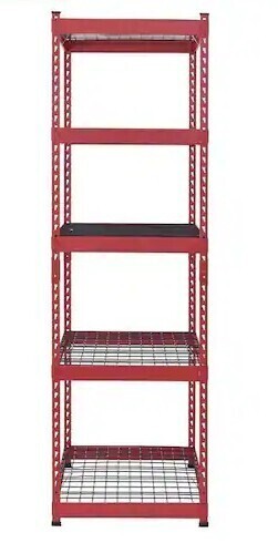 Husky 5-Tier Heavy Duty Boltless Steel Garage Storage Shelving Unit in Red (18 in. W x 78 in. H x 24 in. D) New Open Box $299
