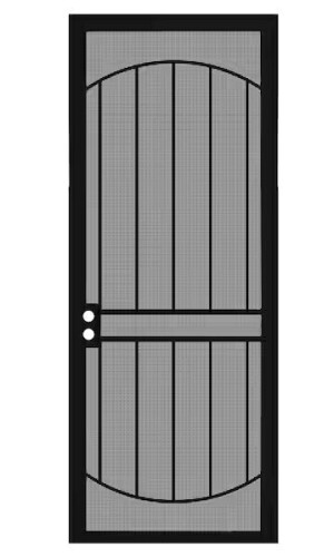 Unique Home Designs 36 in. x 96 in. Arcada Black Surface Mount Left-Hand Steel Security Door with Expanded Metal Screen New ShelfPull $599