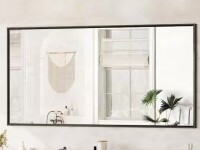 Acegoses 72 in. W x 36 in. H Modern Beveled Aluminum Frame Rectangular Wall Mirror, Brushed Black New in Box $499