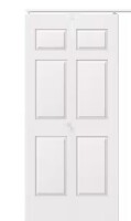 Tenoner 48 in. x 80 in. 6-Panel, White Textured, Hollow Core, MDF Composite Double Bi-Fold Doors with Locks and Hardware Sets NEw in Box $399
