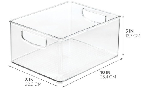 iDesign Stackable Storage Bin with Handles, Clear