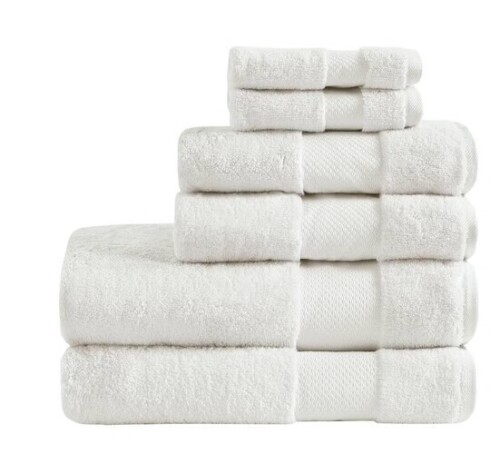 Madison Park 6pc Bath Towel Set White, 100% Cotton, OEKO-TEX Certified, Heavyweight New In Box $79