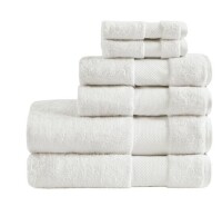 Madison Park 6pc Bath Towel Set White, 100% Cotton, OEKO-TEX Certified, Heavyweight New In Box $79