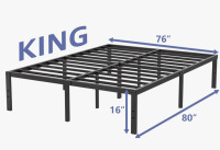 Alwyn Home Turberville 16'' Black Metal Platform Bed Frame With Steel Slat Support, No Box Spring Needed, King Size $299