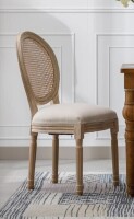 One Allium Way&reg; Jonsson French Style Solid Wood Frame Linen Fabric Rattan Back Dining Chair, Upholstered Dining Room Chair New In Box $399