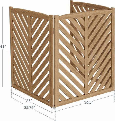 BELLEZE Wooden Privacy Fence Panels - Outdoor Enclosure for Air Conditioner, Pool Equipment, Generator, and Trash Cans (3 Panels, Brown) $299
