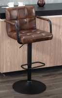 Furnimart 30" Faux Leather Upholstered Bar Stool, Adjustable Counter Stool Bar Chair Modern Design Swivel for Kitchen and Dining Room (Leather-Dark Brown) New Shelf Pull $299