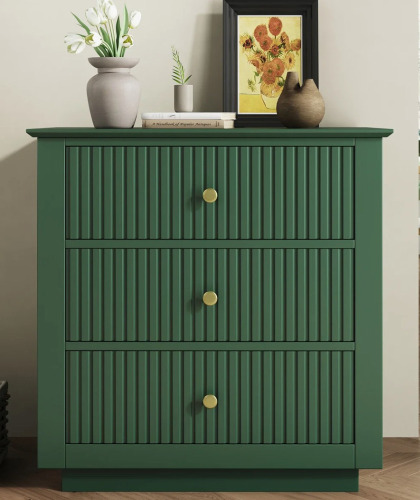 Ebern Designs 3-Drawer Dresser 24"W Solid Wood Fluted Chest With Built-In Outlets New In Box $599