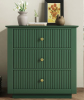 Ebern Designs 3-Drawer Dresser 24"W Solid Wood Fluted Chest With Built-In Outlets New In Box $599