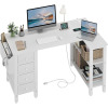 Red Barrel Studio&reg; Cheshire Built-in Outlets L-Shaped Computer Desk with Drawers & Storage Shelves New In Box $399