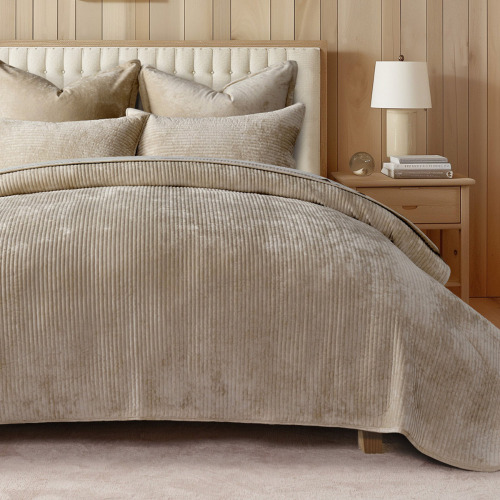 EverGrace 3-Piece Striped Channel King Size Velvet Quilt Set New In Box $299